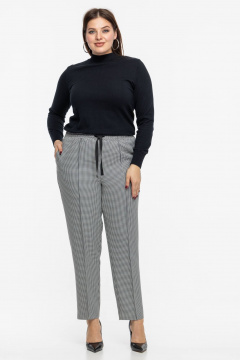 Трендовые брюки на резинке с карманами и длиной 7/8 Avila 0988 черно-белый - фото 1