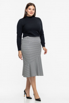 Демисезонная юбка из текстиля с расширением и ярким узором Avila 0989 черно-белый - фото 4