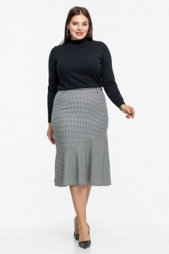 Демисезонная юбка из текстиля с расширением и ярким узором Avila 0989 черно-белый - фото 2