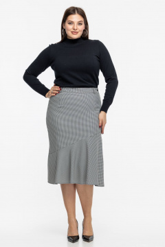 Демисезонная юбка из текстиля с расширением и ярким узором Avila 0989 черно-белый - фото 1