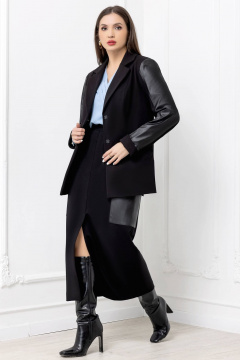 Пиджак блейзер прямого силуэта из текстиля и экокожи Gold Style 2688 - фото 2