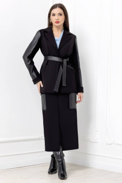 Пиджак блейзер прямого силуэта из текстиля и экокожи Gold Style 2688 - фото 1