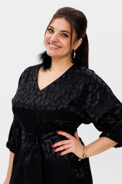 Платье круглогодичное элегантное с принтом и разрезом Anelli 1521 глянец - фото 3