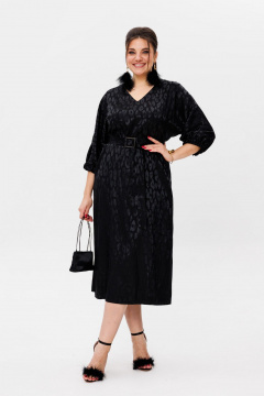 Платье круглогодичное элегантное с принтом и разрезом Anelli 1521 глянец - фото 1
