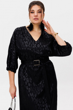 Платье круглогодичное элегантное с принтом и разрезом Anelli 1521 глянец - фото 2