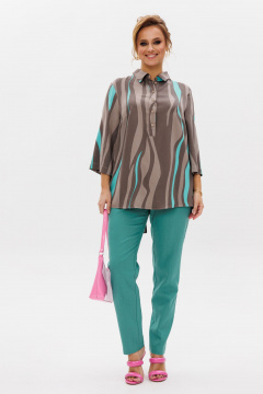 Летний комплект блуза и брюки из льна с принтом Mubliz 177 - фото 4