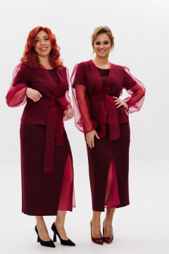 Блуза и платье красного цвета из органзы и текстиля Mubliz 233 - фото 4