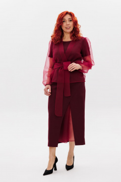 Блуза и платье красного цвета из органзы и текстиля Mubliz 233 - фото 1