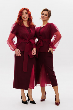 Блуза и платье красного цвета из органзы и текстиля Mubliz 233 - фото 3