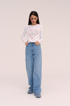 Летний трикотажный белый джемпер в стиле на каждый день BURVIN 9723-78 - фото 1