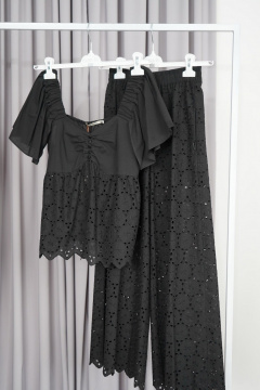 брюки черные из хлопка на каждый день из текстиля BURVIN 9824-11 - фото 1