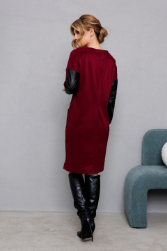 Красное платье из трикотажа с золотой вышивкой AMORI 9831 вишня - фото 5
