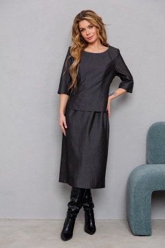 Платье демисезонное текстильное на пуговицах и подкладкой AMORI 9839 графит - фото 1