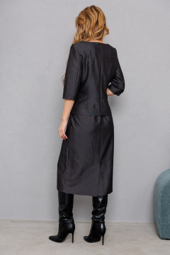 Платье демисезонное текстильное на пуговицах и подкладкой AMORI 9839 графит - фото 3