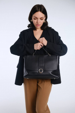 Круглогодичная кожаная сумка с застежкой и карманом Galanteya 36323.23с1378к45 черный - фото 1