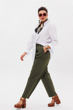Зеленые брюки до щиколотки с заутюженными стрелками и карманами Anelli 1384 кипарисовый - фото 2