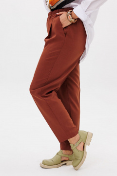 Коричневые брюки палаццо со стрелкой и практичными деталями Anelli 1384 жженая_охра - фото 1