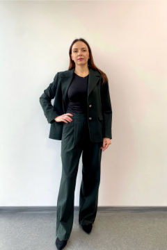 Зеленый костюм с брюками палаццо и жакетом для делового стиля DOV 3 темно-зелёный - фото 4