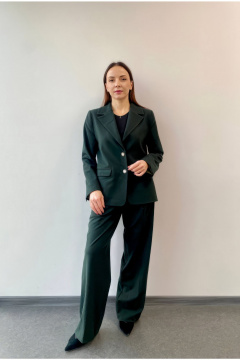 Зеленый костюм с брюками палаццо и жакетом для делового стиля DOV 3 темно-зелёный - фото 1