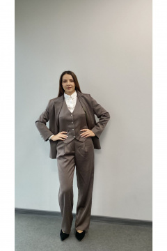 Деловой костюм из текстиля с палаццо и жакетом DOV 4 капучино - фото 4