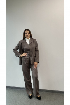 Деловой костюм из текстиля с палаццо и жакетом DOV 4 капучино - фото 1