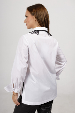 Хлопковая блузка с вышивкой и отложным воротником Condra 16250 белый - фото 4