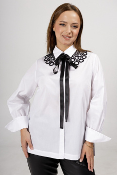 Хлопковая блузка с вышивкой и отложным воротником Condra 16250 белый - фото 1