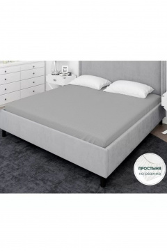 Простыня на резинке из текстиля для круглогодичного использования СонМаркет Бязь Серый Страйп-сатин(Жаккард)-1 - фото 1