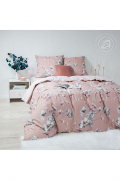 Комплект постельного белья Евро из бязи розовый с наволочками АРТПОСТЕЛЬ 509 магнолия - фото 1