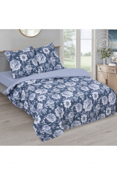 Комплект постельного белья из поплина с наволочками синий АРТПОСТЕЛЬ 904 дарьяна - фото 1