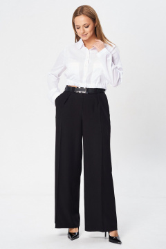 Укороченная белая блузка из хлопка с присборенным низом, демисезон Your size 2245 - фото 5