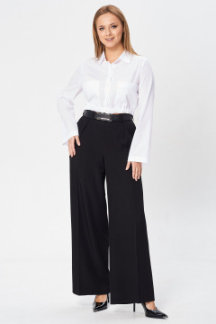 Укороченная белая блузка из хлопка с присборенным низом, демисезон Your size 2245 - фото 2