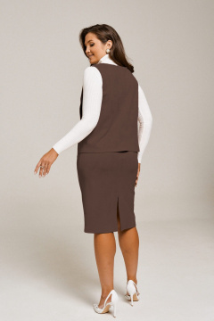 Костюм из жилета и юбки из искусственной замши, классика AltaModa 2005-4 темно-коричневый - фото 2