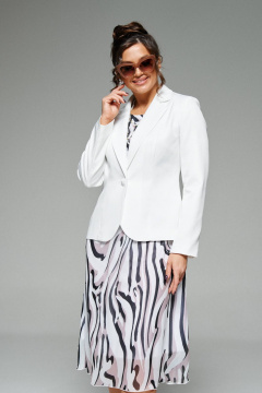 Нарядный белый жакет с платьем из шифона, на каждый день Beautiful&Free 6272 молочный - фото 3