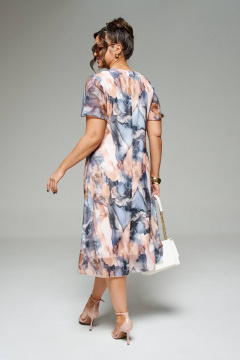 Премиальный жакет и платье из шифона с цветочным принтом, нарядный Beautiful&Free 6272 пудра - фото 3