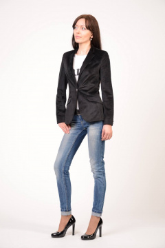Жакет приталенный из велюра на пуговицах для демисезона Domna 8409(164) - фото 2