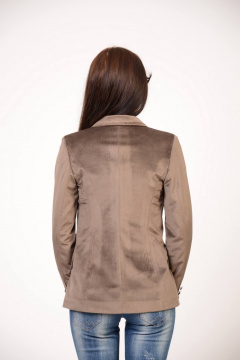 Жакет из велюра коричневый классический для демисезона Domna 8410(170) - фото 4