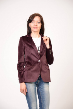 Жакет из велюра красный приталенный для ежедневных образов Domna 8411(170) - фото 1