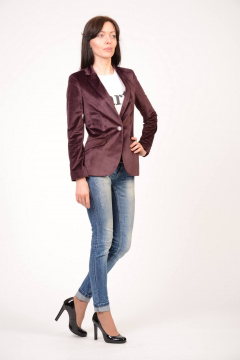 Жакет из велюра красный приталенный для ежедневных образов Domna 8411(170) - фото 2