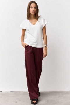 Брюки прямые из костюмной ткани с наклонными карманами Luitui R2062 винный - фото 2
