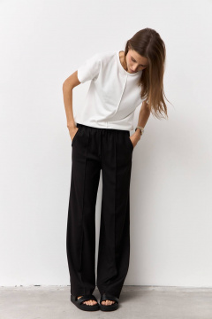 Широкие брюки из костюмной ткани с наклонными карманами Luitui R2019 черный - фото 3