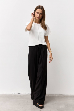 Широкие брюки из костюмной ткани с наклонными карманами Luitui R2019 черный - фото 2