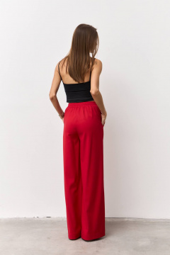 Широкие брюки из ткани с поясом и карманами Luitui R2019 красный - фото 4