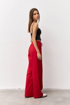 Широкие брюки из ткани с поясом и карманами Luitui R2019 красный - фото 3