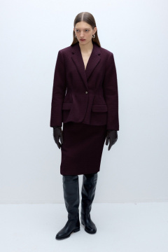 Деловой костюм из пушистой ткани: жакет и юбка-карандаш PiRS 5637 марсала - фото 2