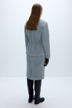 Костюм из пушистой ткани: укороченный жакет и юбка-карандаш PiRS 5637 голубой - фото 4