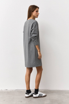 Трикотажное платье из двунитки с отсроченным кантом Luitui R1093 серый - фото 3
