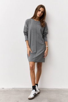 Трикотажное платье из двунитки с отсроченным кантом Luitui R1093 серый - фото 2