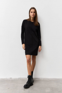 Трикотажное платье из двунитки с центральным кантом Luitui R1093 черный - фото 2