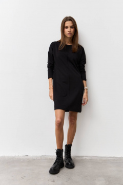 Трикотажное платье из двунитки с центральным кантом Luitui R1093 черный - фото 1